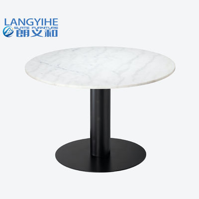 Kleiner runder Marmordurchmesser weiße oberste schwarze Basis-ODM speisetisch-105cm