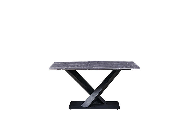 Speisetisch des Grau-150x80x77cm des Sitzer-6 mit Marmorplatte