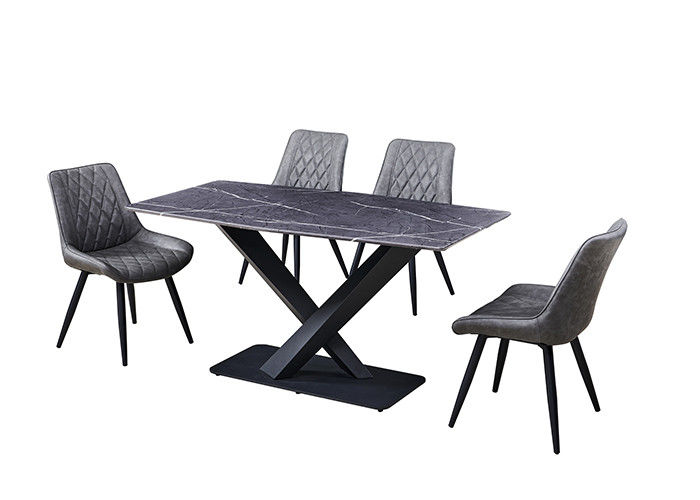 Speisetisch des Grau-150x80x77cm des Sitzer-6 mit Marmorplatte