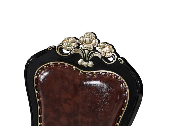 Europäische speisende Stühle Ebony Solid Wood Carved Sponges