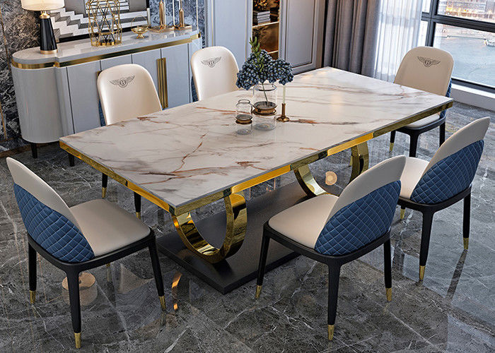 Stilvoller Marmordes Edelstahls und Marmorspeisetisch des speisetisch-ISO9001,