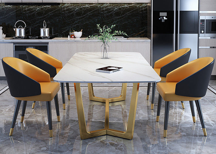 Europäischer Edelstahl-Marmor-LuxusEsszimmertisch