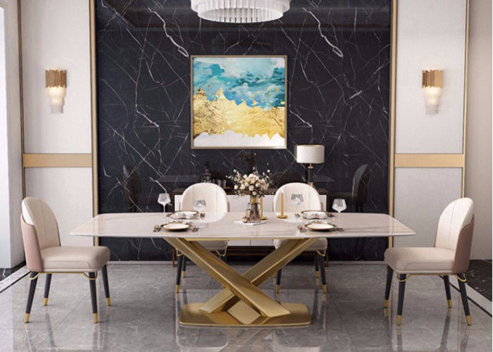 130x80x77cm Marmorplatte-Esszimmertisch