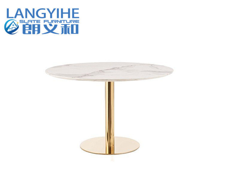 ISO 9001 120cm ringsum Marmoreffekt-Speisetisch mit Fern Velvet Chairs Blue