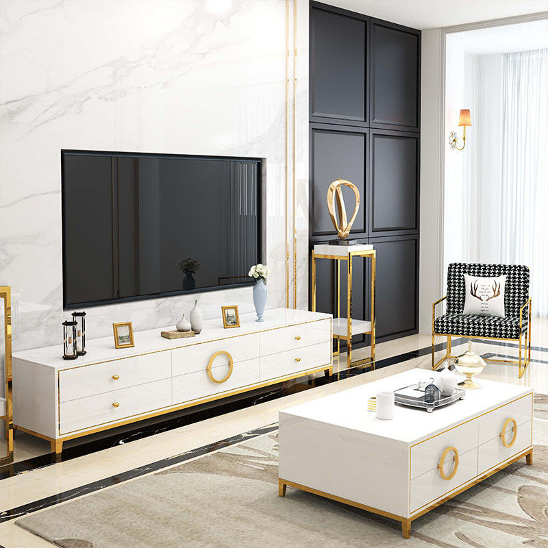 Edelstahl Fernsehstand und -Couchtisch stellten Luxuswohnzimmer-Möbel ein